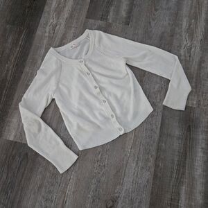 Cat & Jack Girl's Medium White Button-Up Cardigan Sweater